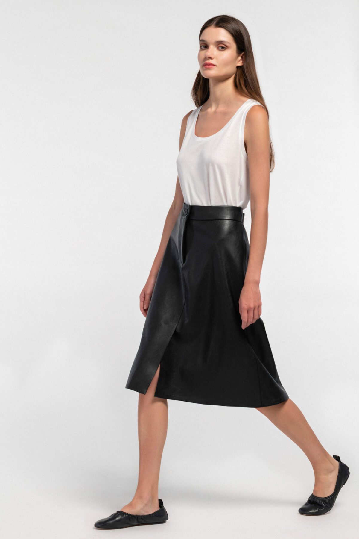 Philosophy leather midi skirt